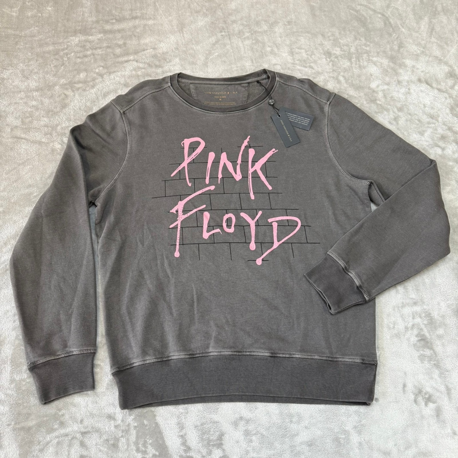 John Varvatos Pink Floyd Sweatshirt Mens Medium Gray Crewneck $228 New Nwt